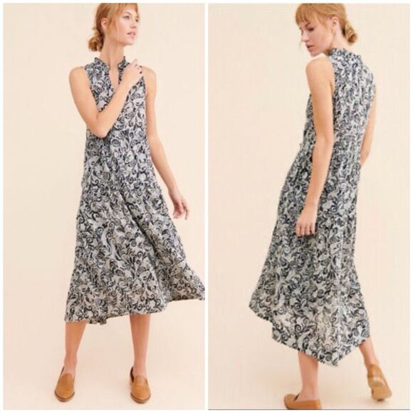 Anthropologie Maeve Marya Tiered Floral Paisley Print Maxi Dress Size Medium - Picture 1 of 11